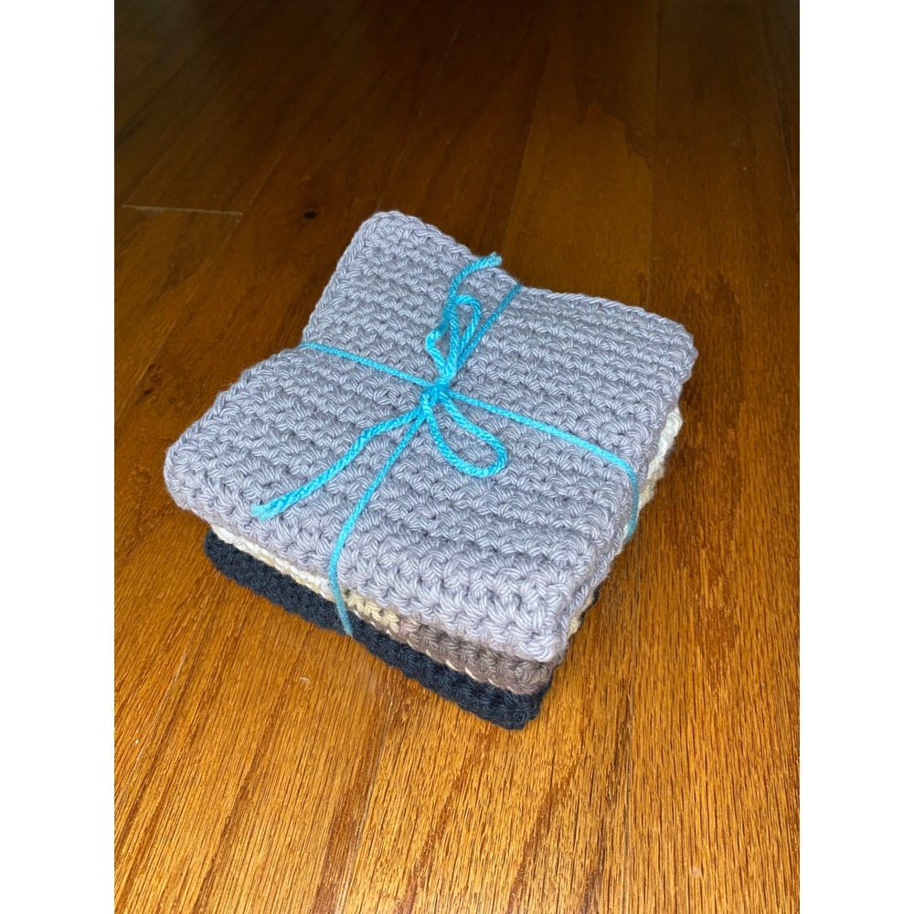 Set of 3 Handmade Crochet‎ Washcloths